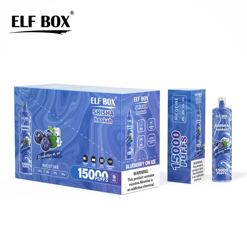 Puff 15k ELF BOX Shisha Hookah 15000 Puffs Vape Disposable E-cigarettes 26ml Prefilled Pod 600mah Rechargeable Pen
