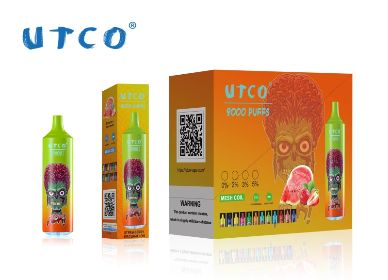 UTCO Tornado 9000 Puffs Disposable Vape Puff 9k Vaper E Cigarettes 0% 2% 3% 5% 18ml Mesh Coil Pod 850mah Rechargeable 22 Flavors Pen