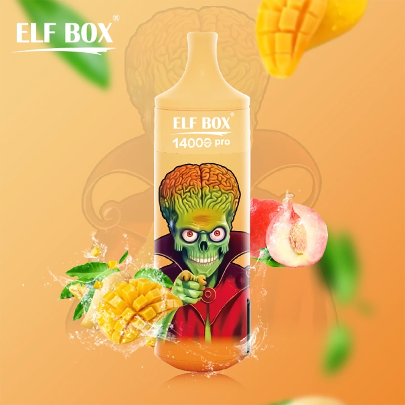 ELF BOX 14000 Pro Puffs Disposable E Cigarettes Vapers Puff 14k 0% 2% 3% 5% LED Display 1.0ohm Mesh Coil 25ml Prefilled Pod 600mah Rechargeable RGB Light Lanyard Pen