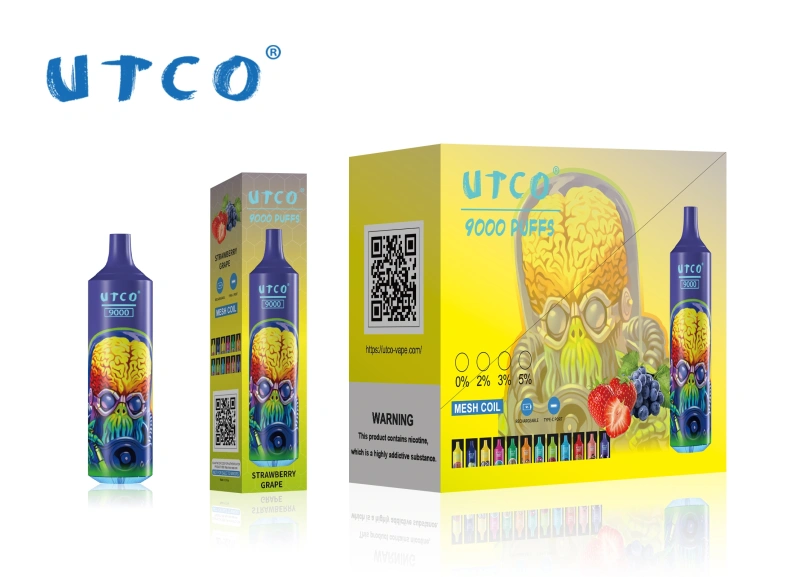 UTCO Tornado 9000 Puffs Disposable Vape Puff 9k Vaper E Cigarettes 0% 2% 3% 5% 18ml Mesh Coil Pod 850mah Rechargeable 22 Flavors Pen