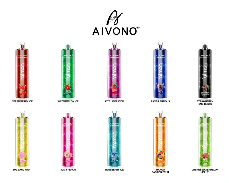 AIVONO Fatman Puff 15k 15000 Puffs Vape Disposable Electronic Cigarettes 0% 2% 3% 5% 20ml Prefilled Pod Mesh Coil 600mah Rechargeable Battery Pen