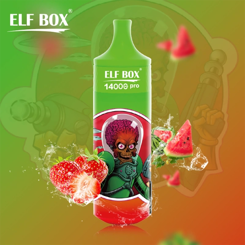 ELF BOX 14000 Pro Puffs Disposable E Cigarettes Vapers Puff 14k 0% 2% 3% 5% LED Display 1.0ohm Mesh Coil 25ml Prefilled Pod 600mah Rechargeable RGB Light Lanyard Pen
