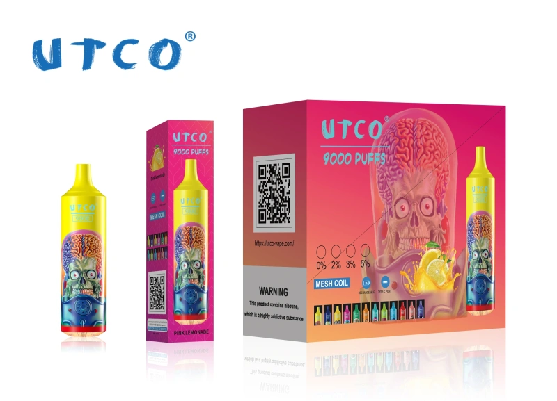 UTCO Tornado 9000 Puffs Disposable Vape Puff 9k Vaper E Cigarettes 0% 2% 3% 5% 18ml Mesh Coil Pod 850mah Rechargeable 22 Flavors Pen