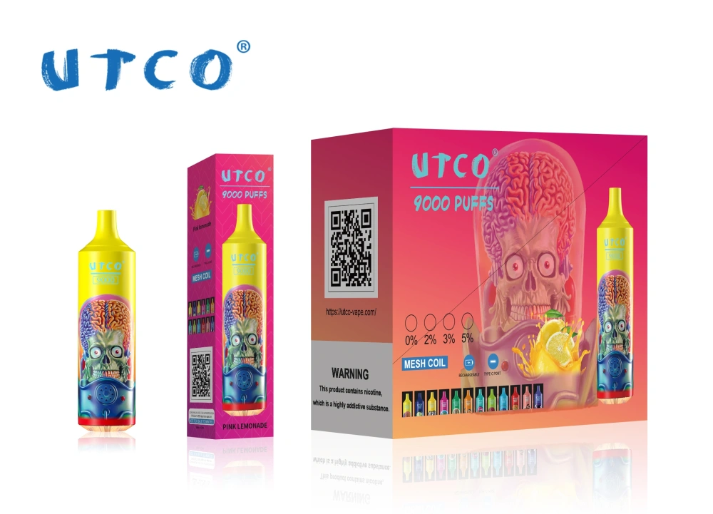 UTCO Tornado 9000 Puffs Disposable Vape Puff 9k Vaper E Cigarettes 0% 2% 3% 5% 18ml Mesh Coil Pod 850mah Rechargeable 22 Flavors Pen