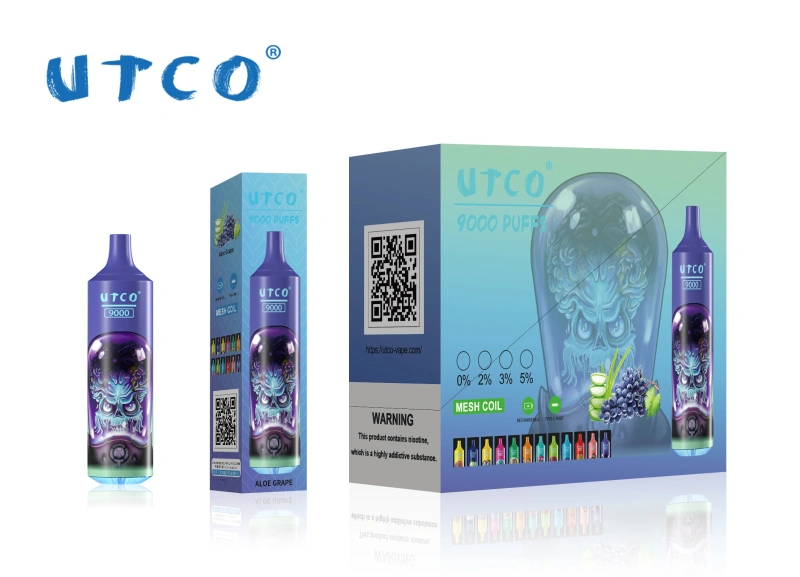 UTCO Tornado 9000 Puffs Disposable Vape Puff 9k Vaper E Cigarettes 0% 2% 3% 5% 18ml Mesh Coil Pod 850mah Rechargeable 22 Flavors Pen