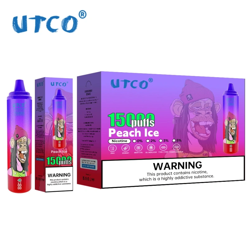 UTCO Tornado Digital 15000 Puffs Vape Disposable E Cigarettes 28ml Prefilled Pod 850mah Rechargeable 2% 5% Puff 15k Airflow Adjustable Smart Screen Original Pen