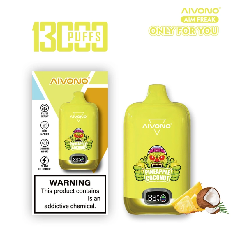 AIVONO Aim Freak 13000 Puffs Disposable Vape E-cigarettes 0% 2% 5% 20ml Pre-filled Pod Mesh Coil 650mAh Rechargeable Battery Puff 13k Pen