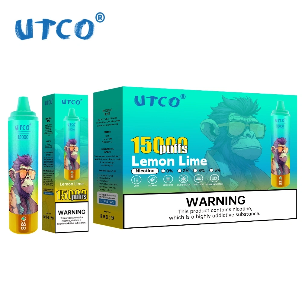 UTCO Tornado Digital 15000 Puffs Vape Disposable E Cigarettes 28ml Prefilled Pod 850mah Rechargeable 2% 5% Puff 15k Airflow Adjustable Smart Screen Original Pen