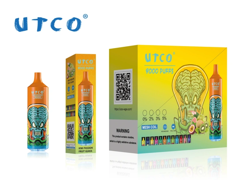 UTCO Tornado 9000 Puffs Disposable Vape Puff 9k Vaper E Cigarettes 0% 2% 3% 5% 18ml Mesh Coil Pod 850mah Rechargeable 22 Flavors Pen