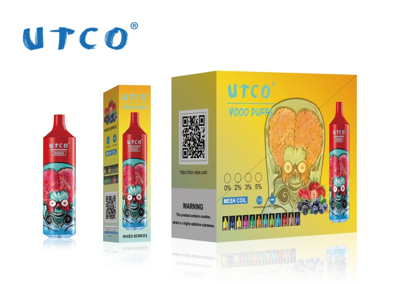 UTCO Tornado 9000 Puffs Disposable Vape Puff 9k Vaper E Cigarettes 0% 2% 3% 5% 18ml Mesh Coil Pod 850mah Rechargeable 22 Flavors Pen
