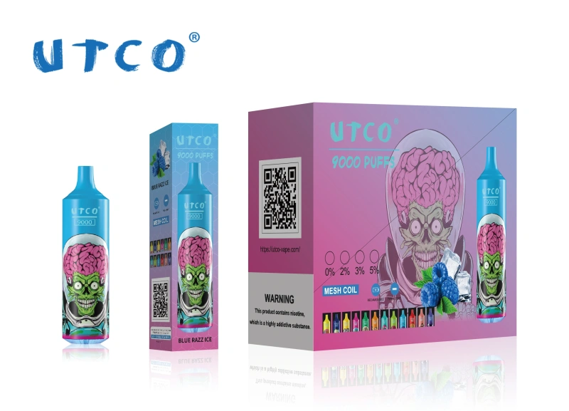 UTCO Tornado 9000 Puffs Disposable Vape Puff 9k Vaper E Cigarettes 0% 2% 3% 5% 18ml Mesh Coil Pod 850mah Rechargeable 22 Flavors Pen
