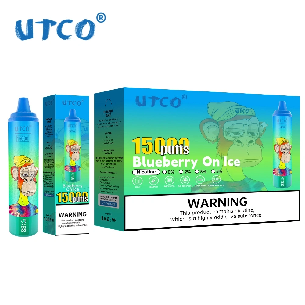 UTCO Tornado Digital 15000 Puffs Vape Disposable E Cigarettes 28ml Prefilled Pod 850mah Rechargeable 2% 5% Puff 15k Airflow Adjustable Smart Screen Original Pen