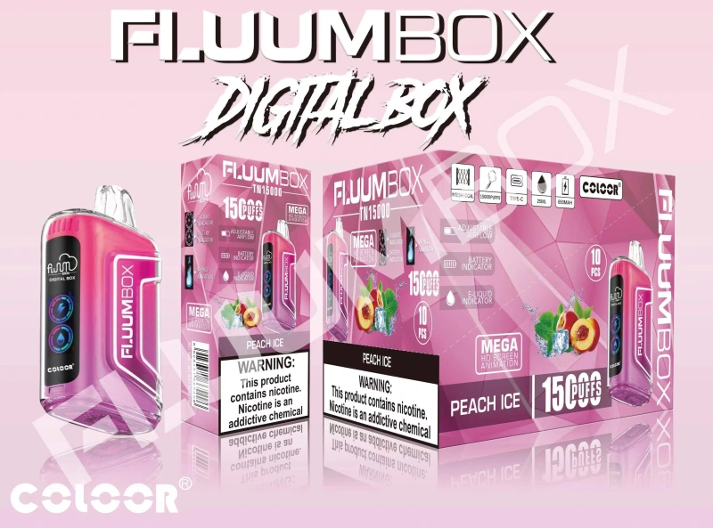 Fluum Box Digital 15000 Puffs Disposable E Cigarettes Vape Puff 15k 0% 2% 3% 5% 25ml Prefilled Pod Mesh Coil 650mah Rechargeable Airflow Adjustable Pen