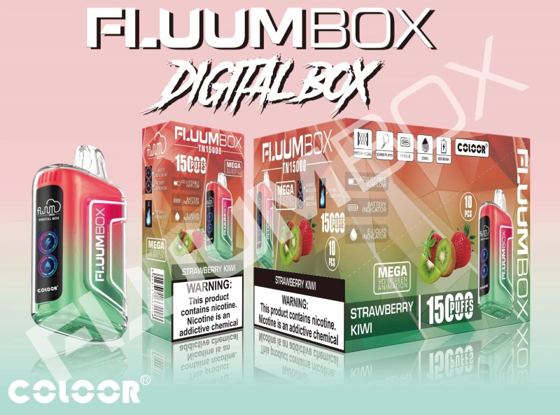 Fluum Box Digital 15000 Puffs Disposable E Cigarettes Vape Puff 15k 0% 2% 3% 5% 25ml Prefilled Pod Mesh Coil 650mah Rechargeable Airflow Adjustable Pen