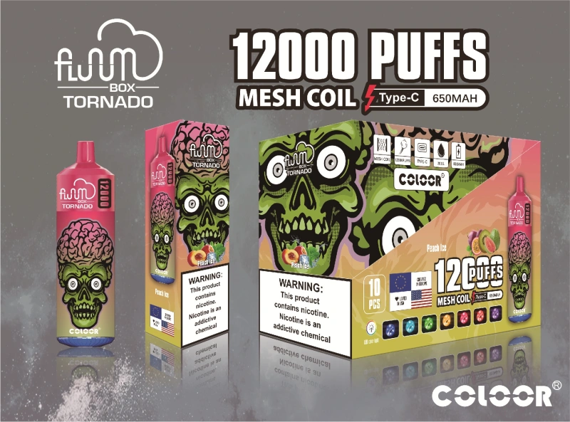 Fluum Box Tornado 12000 Puffs Disposable Electronic Cigarettes Vape Puff 12k 0% 2% 3% 5% 20ml Prefilled Pod 1.1ohm Mesh Coil 650mah Rechargeable Pen
