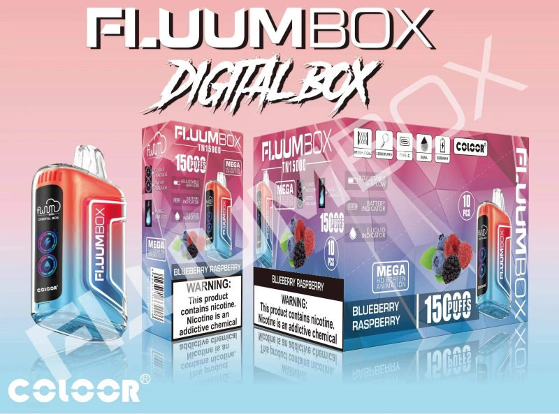 Fluum Box Digital 15000 Puffs Disposable E Cigarettes Vape Puff 15k 0% 2% 3% 5% 25ml Prefilled Pod Mesh Coil 650mah Rechargeable Airflow Adjustable Pen
