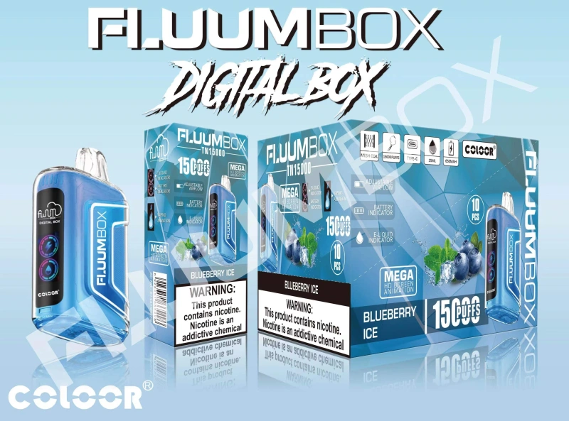 Fluum Box Digital 15000 Puffs Disposable E Cigarettes Vape Puff 15k 0% 2% 3% 5% 25ml Prefilled Pod Mesh Coil 650mah Rechargeable Airflow Adjustable Pen