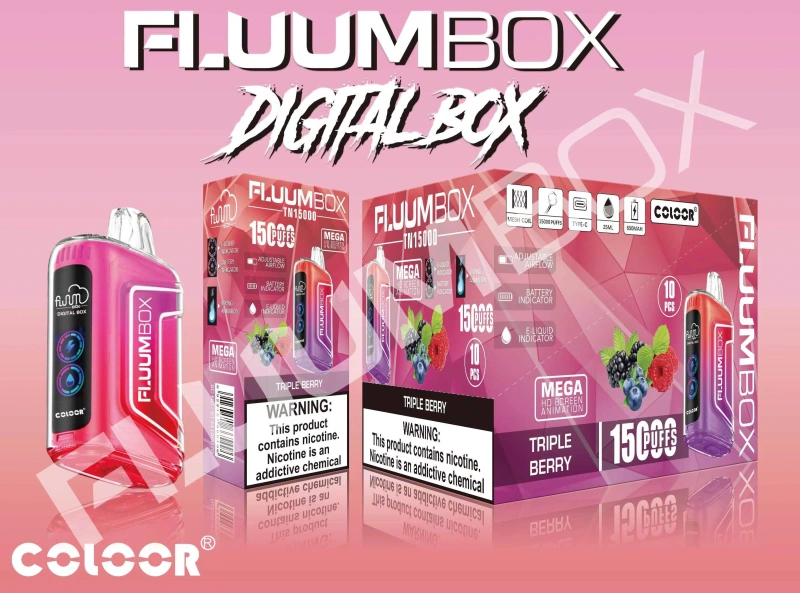 Fluum Box Digital 15000 Puffs Disposable E Cigarettes Vape Puff 15k 0% 2% 3% 5% 25ml Prefilled Pod Mesh Coil 650mah Rechargeable Airflow Adjustable Pen