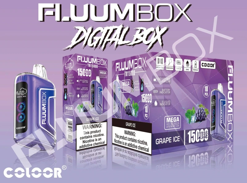 Fluum Box Digital 15000 Puffs Disposable E Cigarettes Vape Puff 15k 0% 2% 3% 5% 25ml Prefilled Pod Mesh Coil 650mah Rechargeable Airflow Adjustable Pen