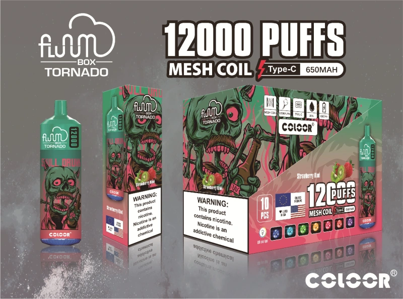 Fluum Box Tornado 12000 Puffs Disposable Electronic Cigarettes Vape Puff 12k 0% 2% 3% 5% 20ml Prefilled Pod 1.1ohm Mesh Coil 650mah Rechargeable Pen