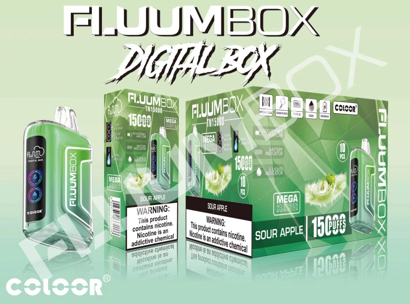 Fluum Box Digital 15000 Puffs Disposable E Cigarettes Vape Puff 15k 0% 2% 3% 5% 25ml Prefilled Pod Mesh Coil 650mah Rechargeable Airflow Adjustable Pen