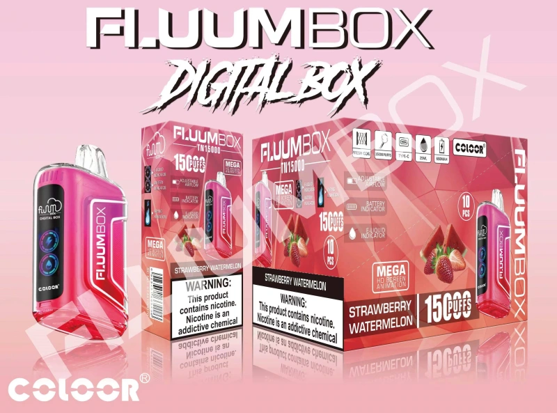 Fluum Box Digital 15000 Puffs Disposable E Cigarettes Vape Puff 15k 0% 2% 3% 5% 25ml Prefilled Pod Mesh Coil 650mah Rechargeable Airflow Adjustable Pen