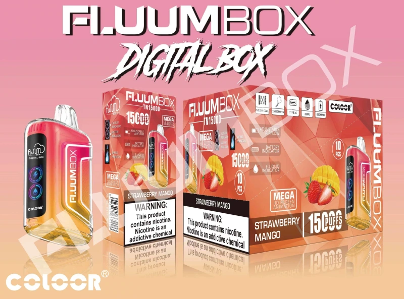 Fluum Box Digital 15000 Puffs Disposable E Cigarettes Vape Puff 15k 0% 2% 3% 5% 25ml Prefilled Pod Mesh Coil 650mah Rechargeable Airflow Adjustable Pen