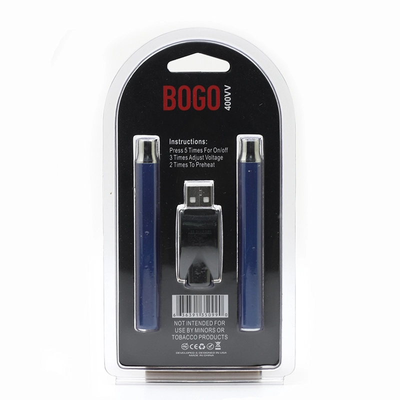 BOGO Preheat Battery 400mAh Double Pen With Charger Blister Pack Kit Batteries Variable Voltage Vape Pen Fit For 510 Thread Thick Oil Cartridges