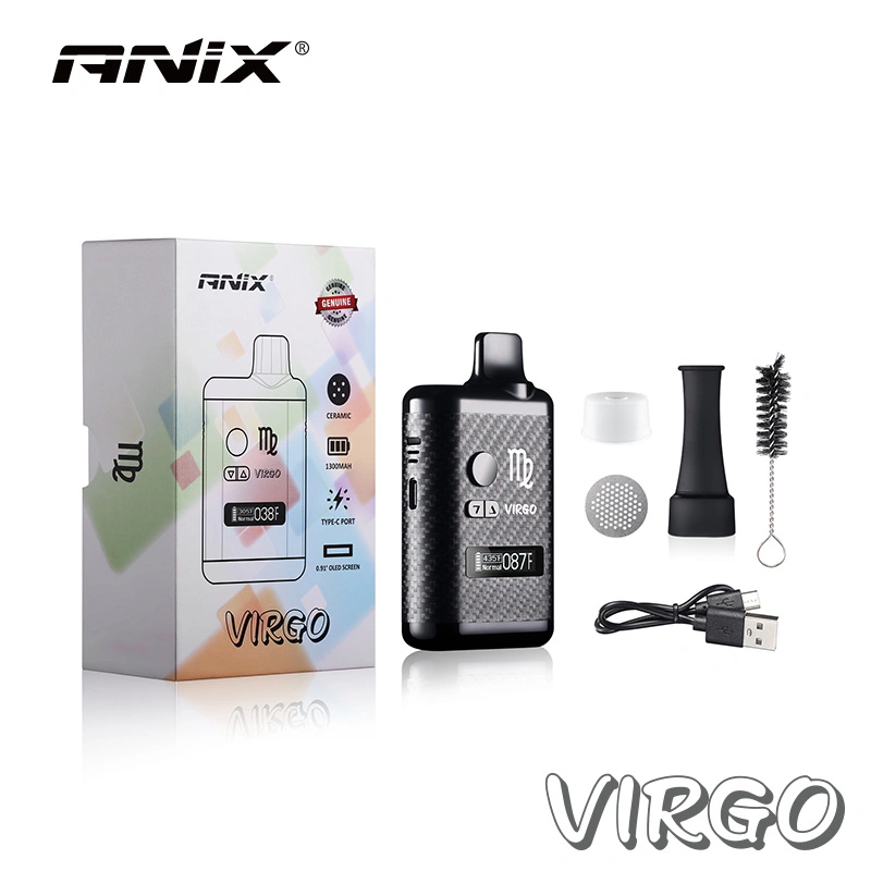 ANIX Virgo Kit Built-in 18400 High discharge Lithium Battery 1300mah Dry Herb Vaporizer LCD Screen 0.91' OLED Sceen E-cigarette Kit Vape Pen