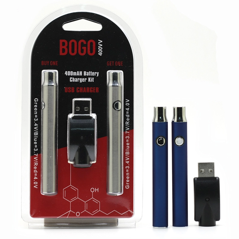 BOGO Preheat Battery 400mAh Double Pen With Charger Blister Pack Kit Batteries Variable Voltage Vape Pen Fit For 510 Thread Thick Oil Cartridges