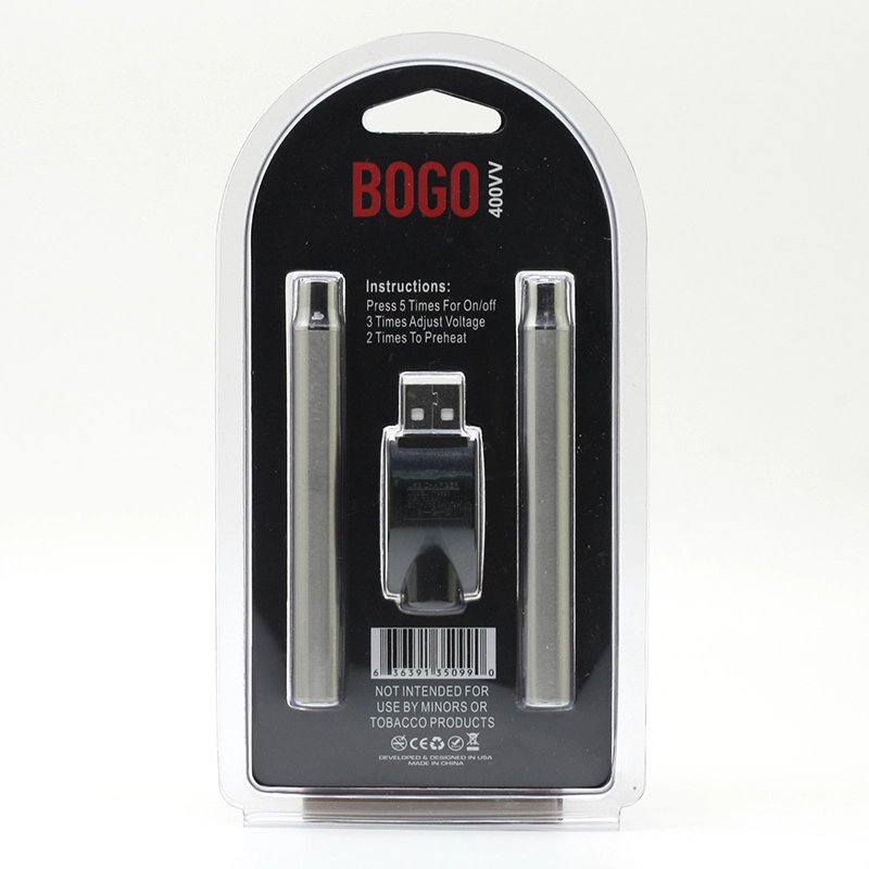 BOGO Preheat Battery 400mAh Double Pen With Charger Blister Pack Kit Batteries Variable Voltage Vape Pen Fit For 510 Thread Thick Oil Cartridges