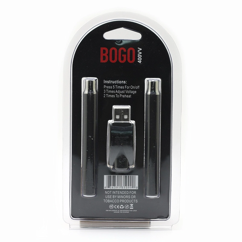 BOGO Preheat Battery 400mAh Double Pen With Charger Blister Pack Kit Batteries Variable Voltage Vape Pen Fit For 510 Thread Thick Oil Cartridges
