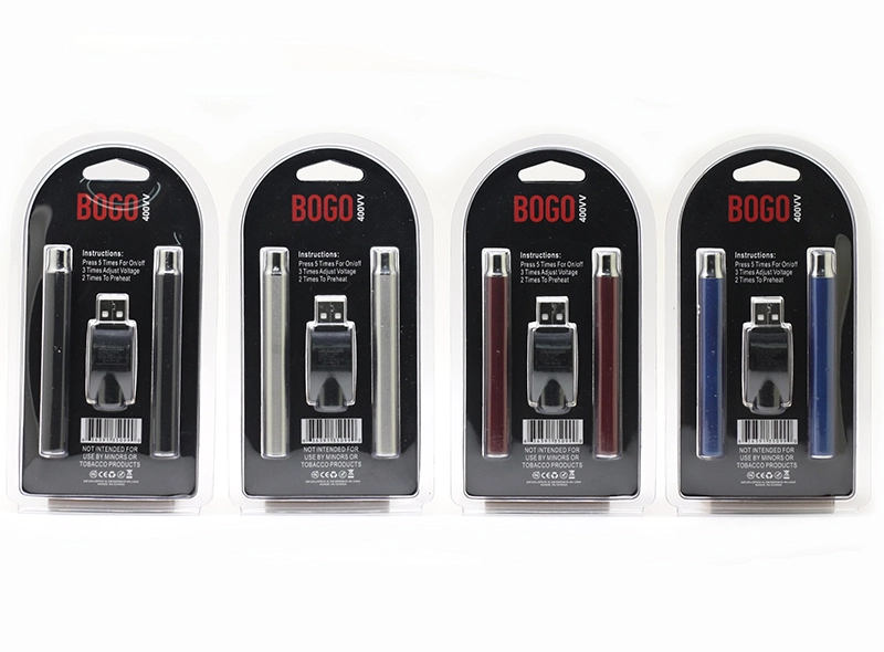BOGO Preheat Battery 400mAh Double Pen With Charger Blister Pack Kit Batteries Variable Voltage Vape Pen Fit For 510 Thread Thick Oil Cartridges