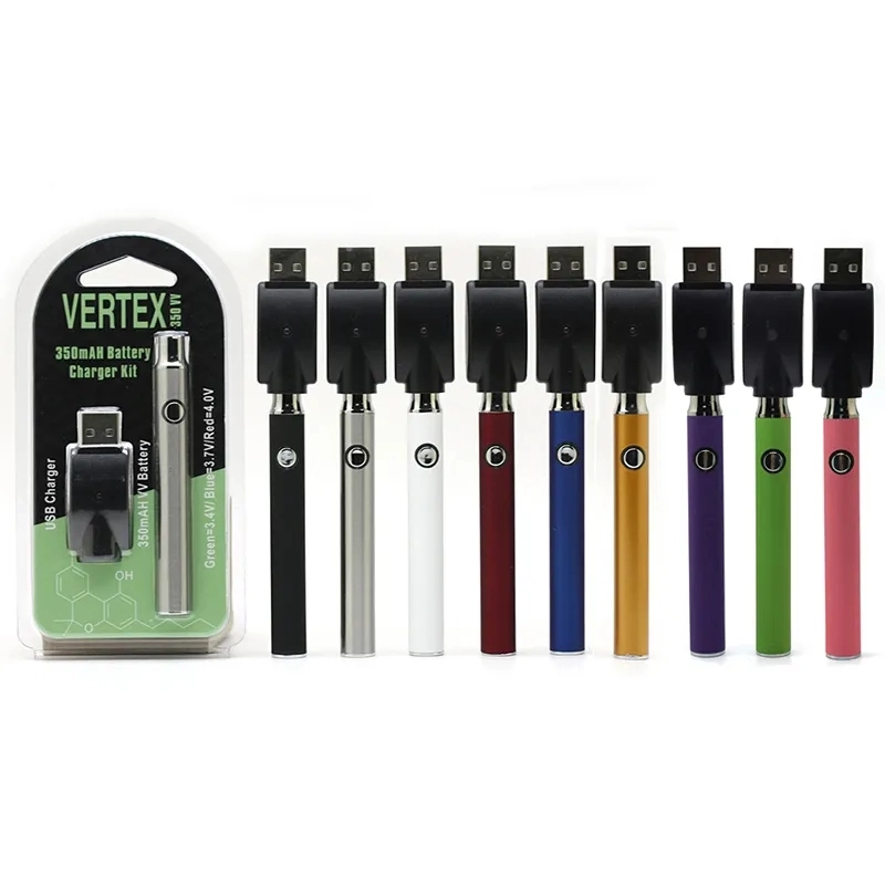 Vertex Law Battery Preheat 350mah Voltage Adjustable 9 Colors Batteries Fit for 510 Thread Tank 3 Packaging In Stock Vaper Pen