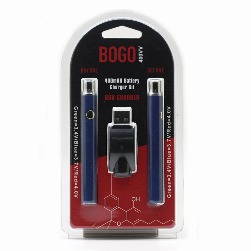 BOGO Preheat Battery 400mAh Double Pen With Charger Blister Pack Kit Batteries Variable Voltage Vape Pen Fit For 510 Thread Thick Oil Cartridges