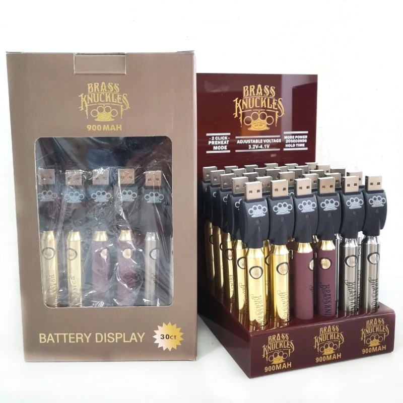 Brass Knuckles Battery 30Pcs Display Box 900mAh Variable Voltage Bottom Batteries Vape Pen Fit 510 Thread Cartridges
