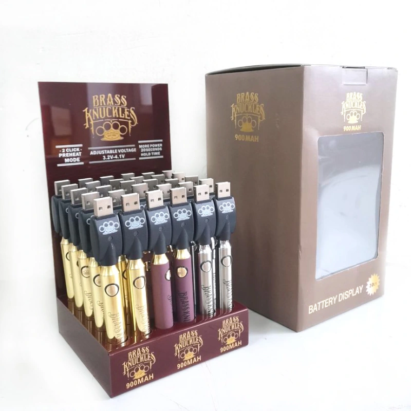 Brass Knuckles Battery 30Pcs Display Box 900mAh Variable Voltage Bottom Batteries Vape Pen Fit 510 Thread Cartridges