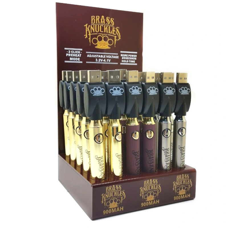 Brass Knuckles Battery 30Pcs Display Box 900mAh Variable Voltage Bottom Batteries Vape Pen Fit 510 Thread Cartridges
