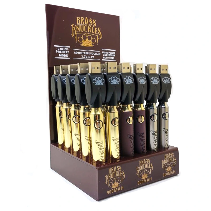 Brass Knuckles Battery 30Pcs Display Box 900mAh Variable Voltage Bottom Batteries Vape Pen Fit 510 Thread Cartridges