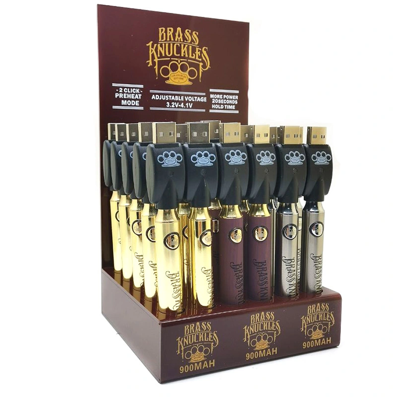 Brass Knuckles Battery 30Pcs Display Box 900mAh Variable Voltage Bottom Batteries Vape Pen Fit 510 Thread Cartridges
