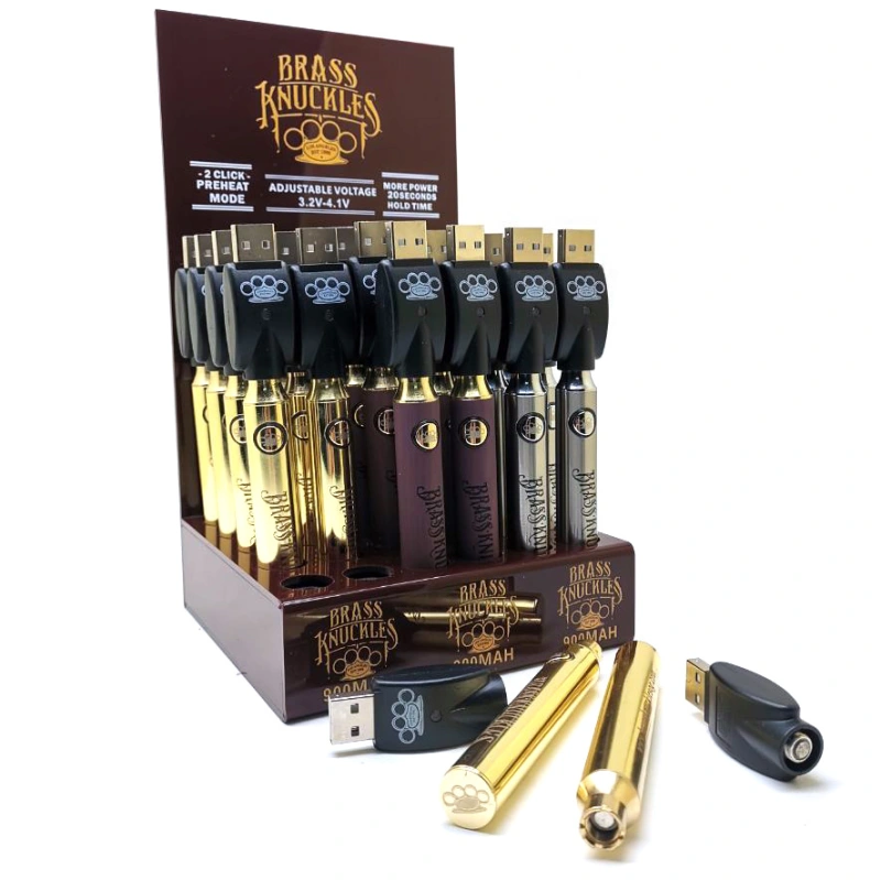 Brass Knuckles Battery 30Pcs Display Box 900mAh Variable Voltage Bottom Batteries Vape Pen Fit 510 Thread Cartridges