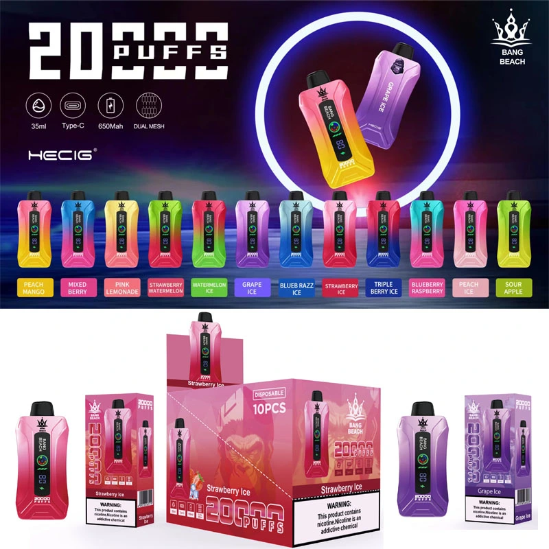 Bang Beach 20000 Puffs Smart Screen Vape Disposable Electronic Cigarettes Puff 20k Prefilled Pod