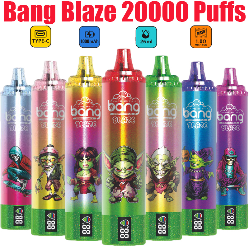 Bang Blaze 20000 Puffs Smart Screen Disposable Vape E Cigarettes Puff 20k LED Display Pod