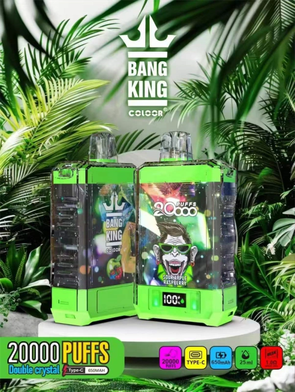 Bang King 20000 Puffs Double Crystal Vape Disposable Electronic Cigarettes Smart Screen Puff 20k 0% 2% 3% 5% 25ml Prefilled Pod  Mesh Coil 650mah Rechargeable Battery Digital Display Pen