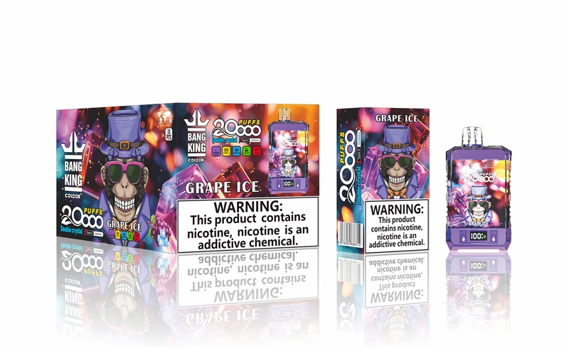 Bang King 20000 Puffs Double Crystal Vape Disposable Electronic Cigarettes Smart Screen Puff 20k 0% 2% 3% 5% 25ml Prefilled Pod  Mesh Coil 650mah Rechargeable Battery Digital Display Pen
