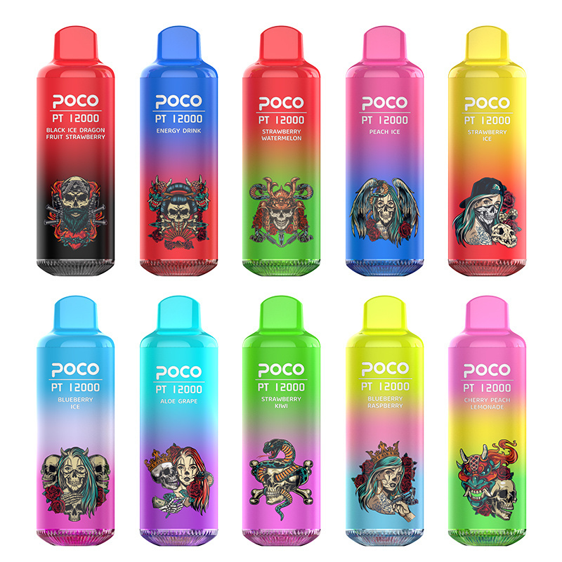 EU USA Warehouse Poco PT12000 Puffs Electronic Cigarette Wholesale Disposable Vape 22 ML Mesh Coil Pod 650mah Rechargeable Vapor Puff 12k Pen