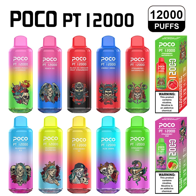EU USA Warehouse Poco PT12000 Puffs Electronic Cigarette Wholesale Disposable Vape 22 ML Mesh Coil Pod 650mah Rechargeable Vapor Puff 12k Pen