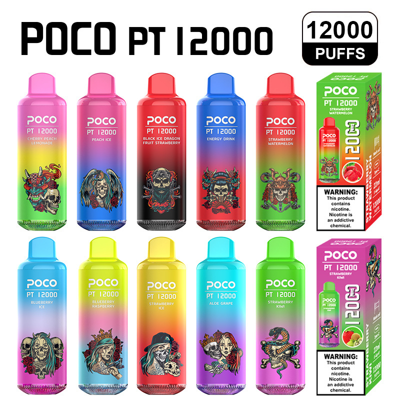 EU USA Warehouse Poco PT12000 Puffs Electronic Cigarette Wholesale Disposable Vape 22 ML Mesh Coil Pod 650mah Rechargeable Vapor Puff 12k Pen