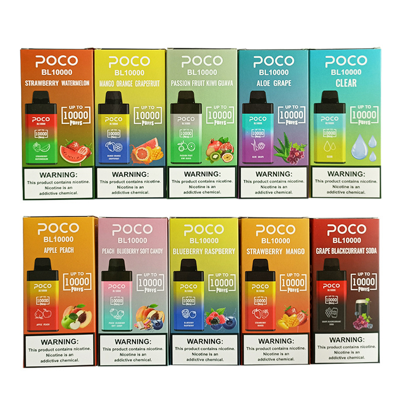 EU USA Warehouse POCO BL10000 Puffs Electronic Cigarette Wholesale Disposable Vape Airflow Adjustable 20ML Mesh Coil Pod 650mah Rechargeable Vaper Pen