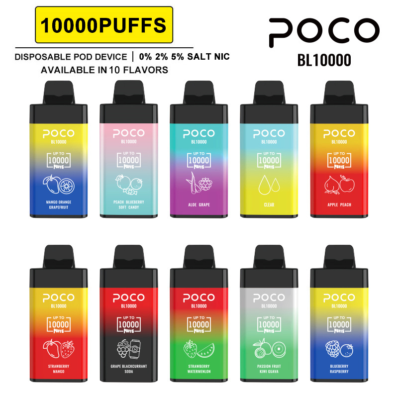 EU USA Warehouse POCO BL10000 Puffs Electronic Cigarette Wholesale Disposable Vape Airflow Adjustable 20ML Mesh Coil Pod 650mah Rechargeable Vaper Pen